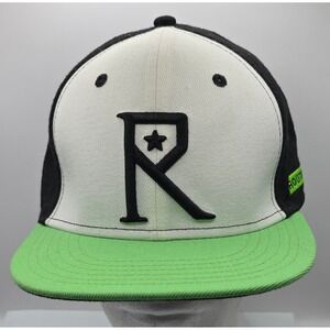 Routine Baseball Snapback Hat R Logo Green‎ Bill Black White Fitted  L Cap
